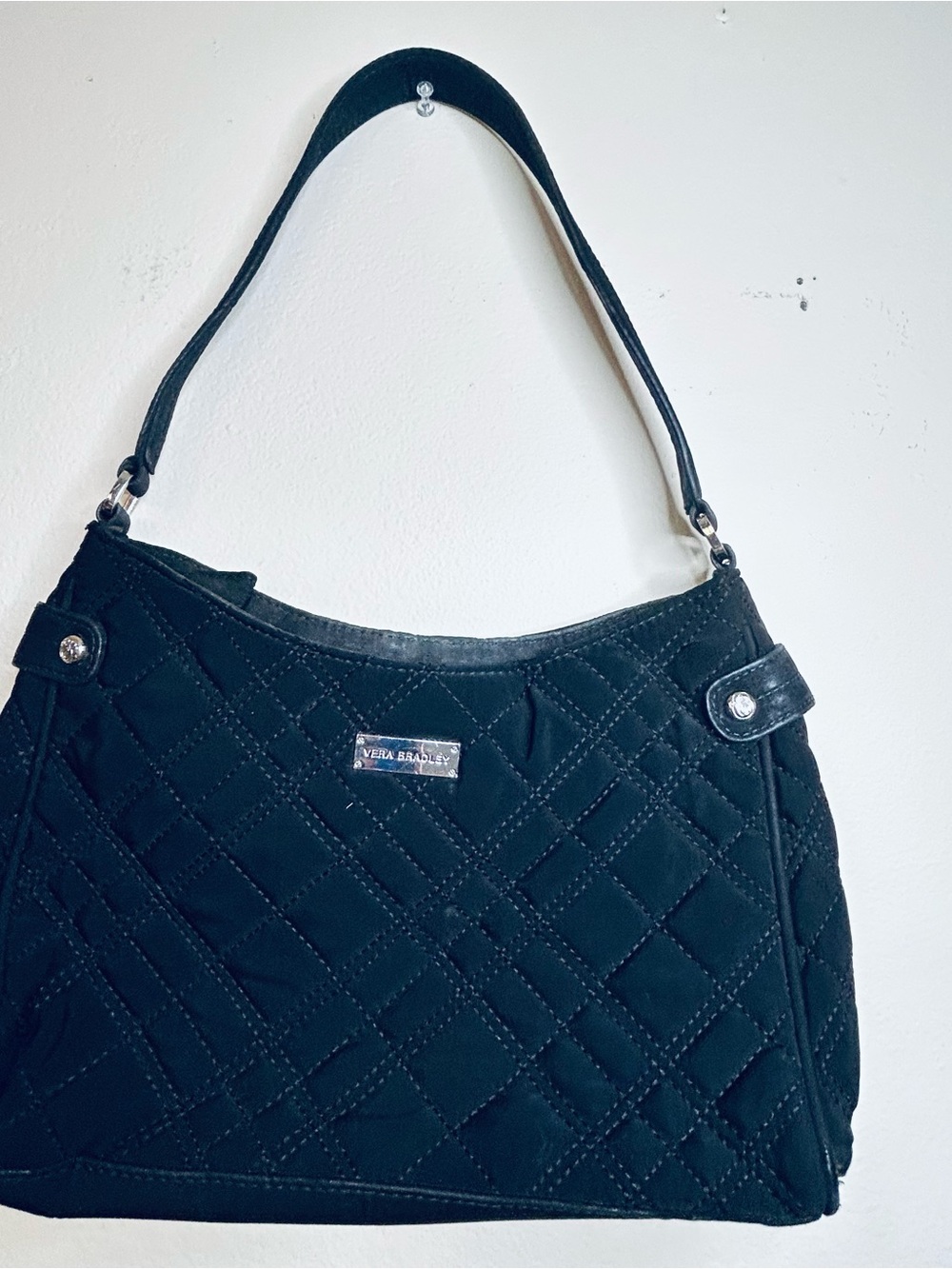 Vera Bradley Quilted Black Shoulder Satchel